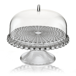 Блюдо для торта с крышкой tiffany, D30 см, серое