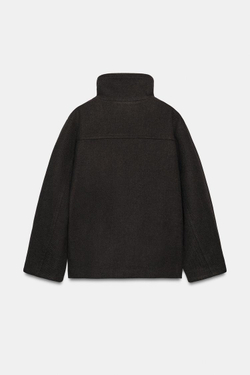ZARA КОРОТКОЕ ПАЛЬТО С ВЫСОКИМ ВОРОТНИКОМ, КОРИЧНЕВЫЙ