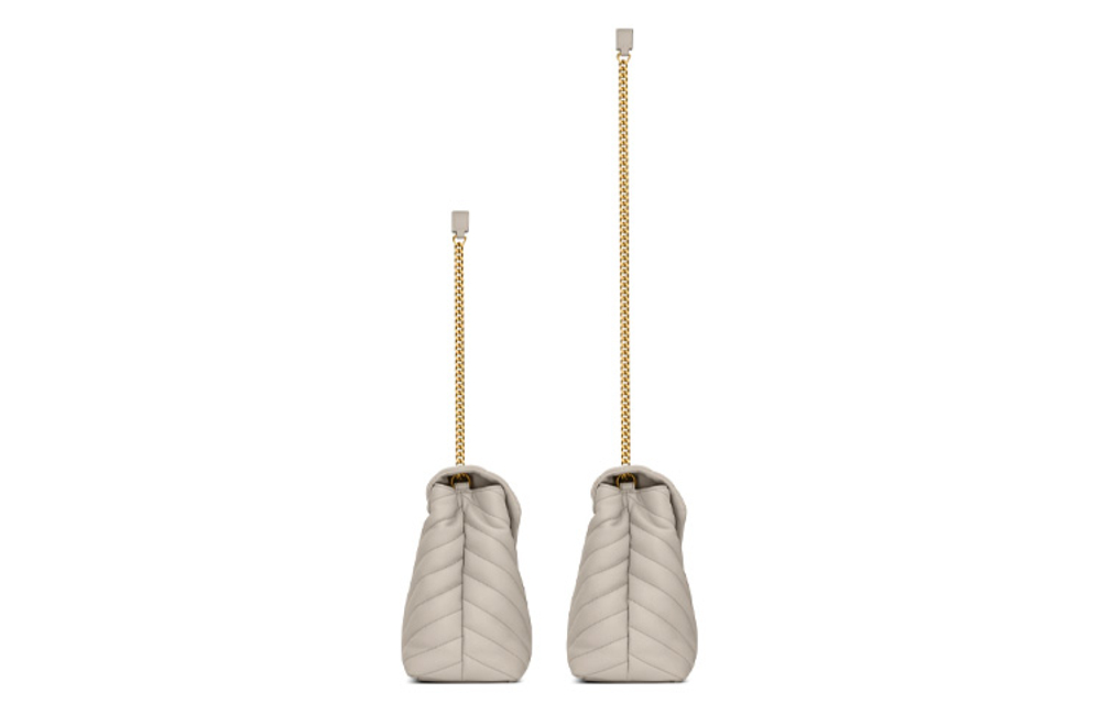 SAINT LAURENT LOULOU Quilted Leather Chain Bag, Shoulder Bag, Crossbody Bag Women"s White