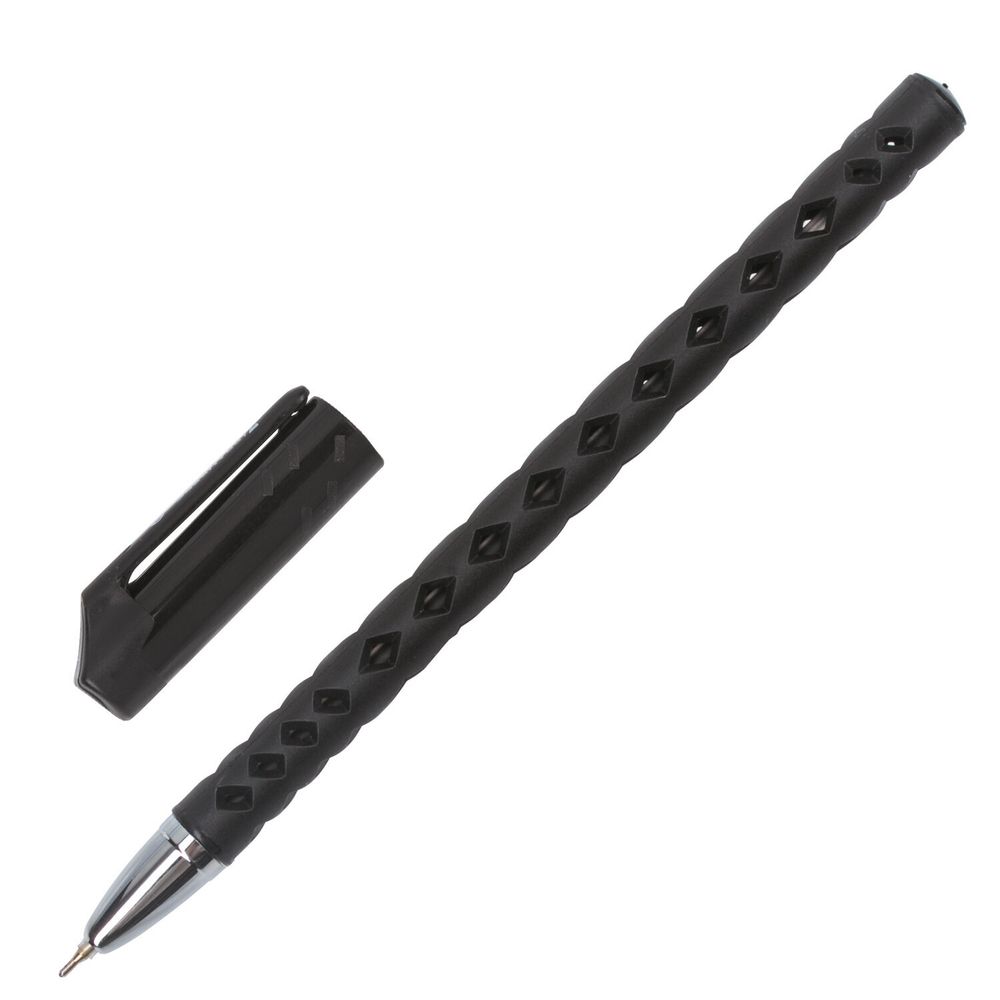 Ручка шариковая масляная BRAUBERG "Orient", 1шт, ЧЕРНАЯ, корпус черный, игольчатый узел 0,7 мм, линия письма 0,35 мм, 143000