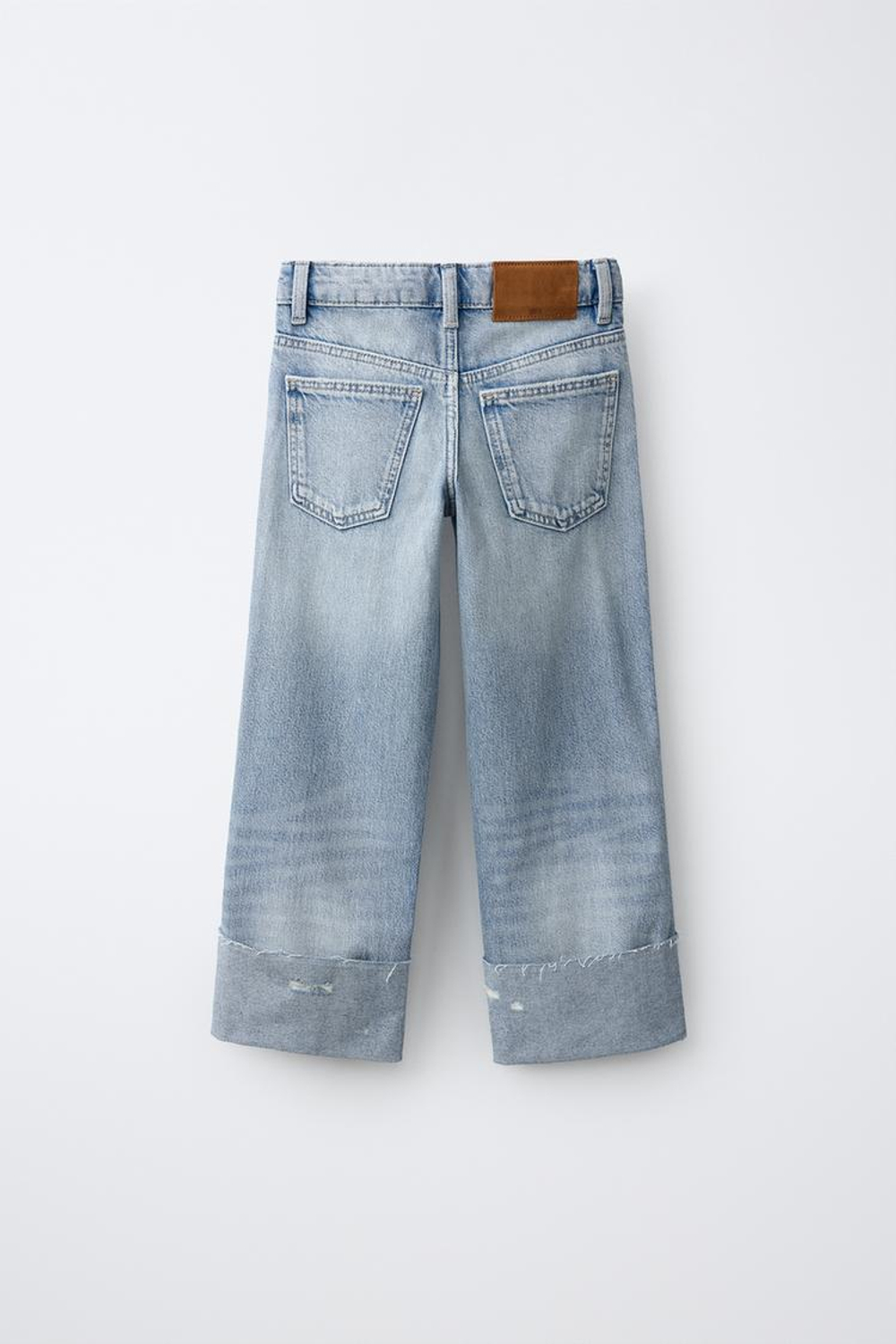 ZARA ДЖИНСЫ STRAIGHT С ОТВОРОТАМИ, ГОЛУБОЙ