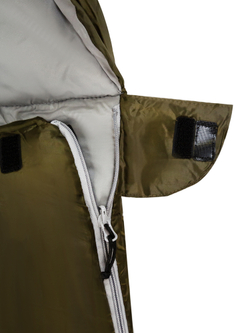 Спальный мешок Naturehike U250S с капюшоном, хаки (NH20MSD07),молния справа