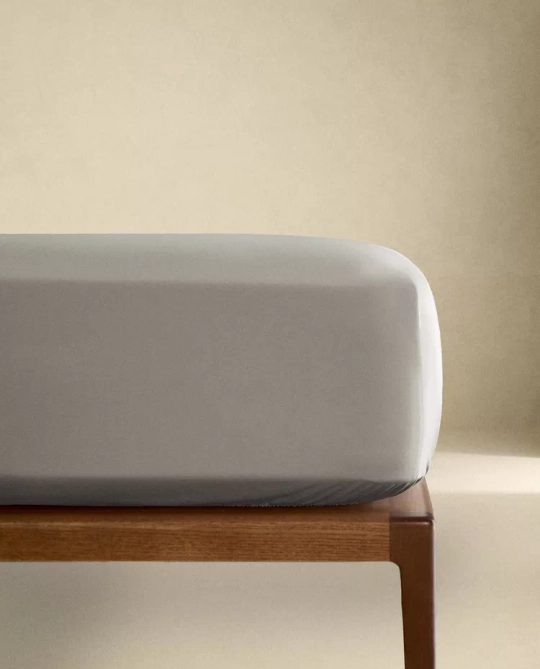 ZARA HOME (300 НИТЕЙ) НАТЯЖНАЯ ПРОСТЫНЯ ИЗ ХЛОПКА, СЕРЫЙ