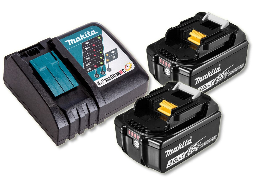 Набор два аккумулятора Makita BL1830B и зарядное устройство DC18RC