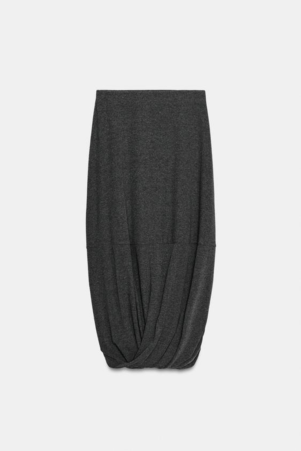 ZARA ЮБКА МИДИ ИЗ МЯГКОЙ ТКАНИ, СЕРЫЙ
