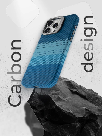 Чехол накладка iPhone 14 Pro 6.1" Gurdini Carbon Design (Magsafe & Lense holder) Moon Rising Blue