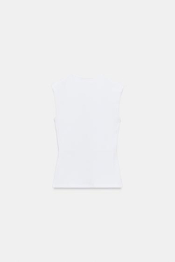 ZARA ФУТБОЛКА БЕЗ РУКАВОВ, БЕЛЫЙ