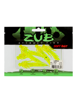 Приманка ZUB-LARVA  80мм(3,2")-5шт, (цвет 310) желтый с блестками