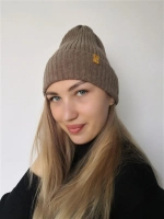 Шапка женская вязаная зимняя женская/бини/Мериносовая/из шерсти мериноса