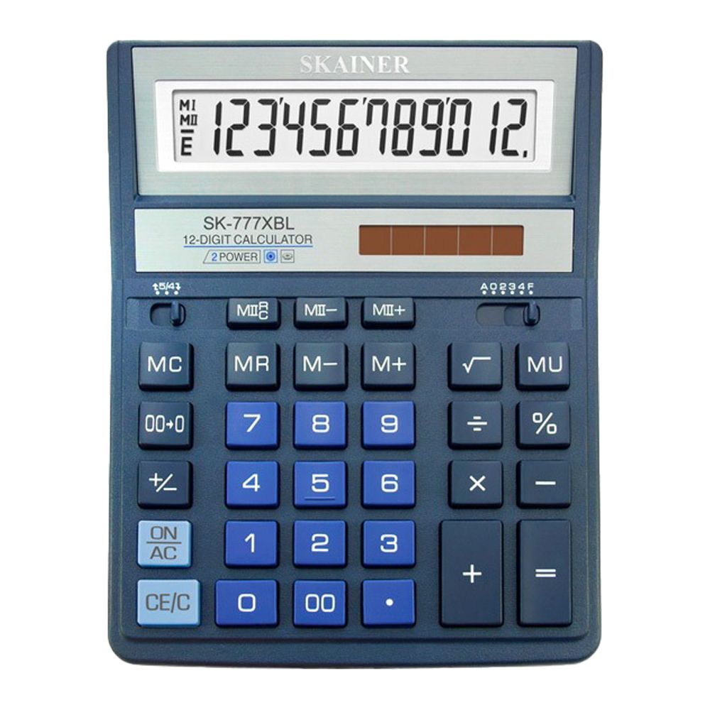 Калькулятор настольный SKAINER 12 Bit, LCD, 20*15.7*3.2 см, синий Калькулятор настольный SKAINER 12 Bit, LCD, 20*15.7*3.2 см, синий