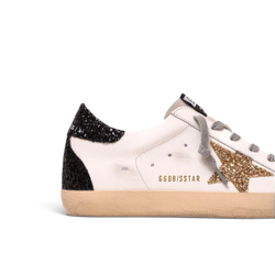 Women’s Super-Star in nappa leather with gold glitter star and black glitter heel tab