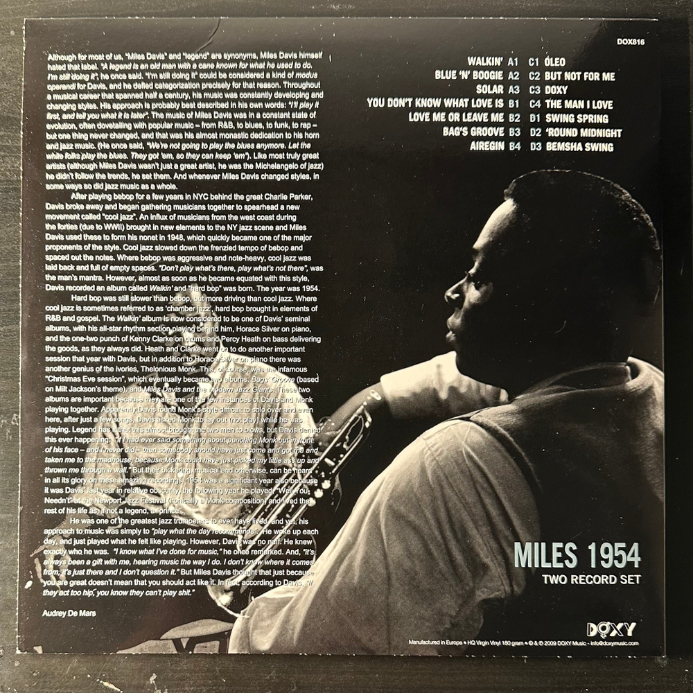 Miles Davis ‎– Miles 1954 2LP (Европа 2009г.)