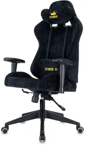 Кресло игровое Zombie 51 черный Light-20 с подголов. крестов. пластик