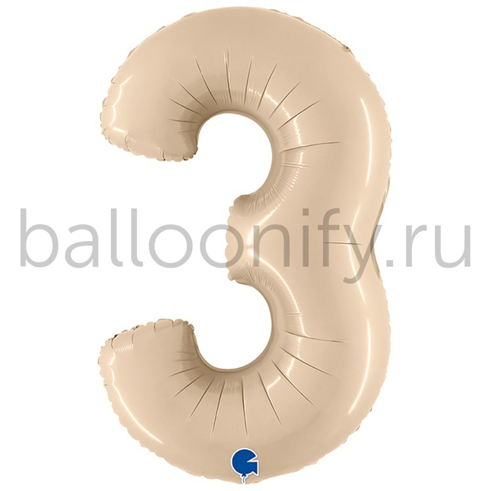Шар ЦИФРА 3 Сатин Cream 40" 102 см