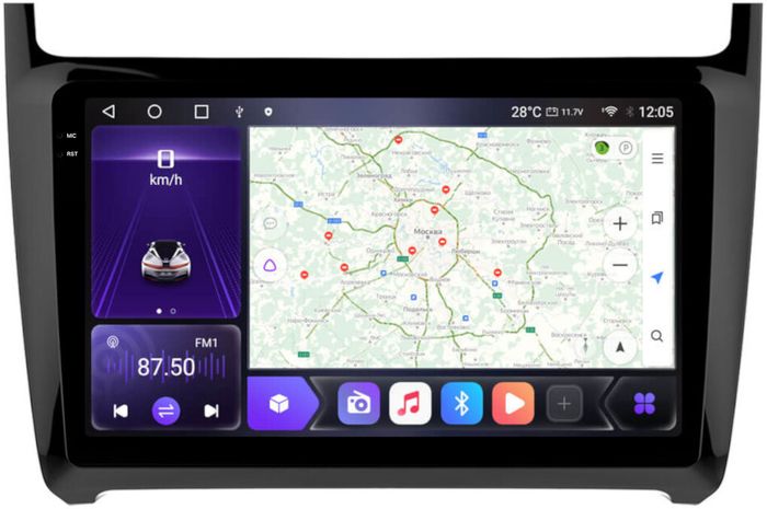 Магнитола для Volkswagen Polo 2009-2020 - Kuberg OL-9903 QLed+2K, Android 12, Быстрая, CarPlay, 4G SIM-слот