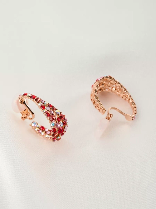 Клипсы Россыпь из красных камней Swarovski