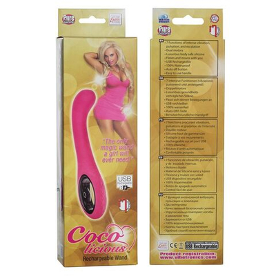 Розовый стимулятор G-точки Coco licious Rechargeable Wand - 21,5 см. (Цвет: розовый)
