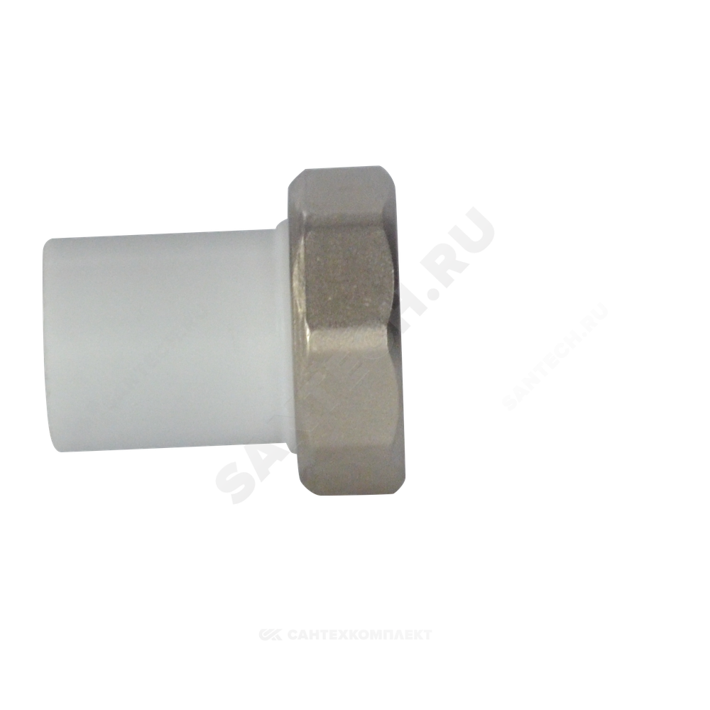 Штуцер PP-R комбинированный белый Дн 32х1 1/4" с накидной гайкой VALFEX 10136032