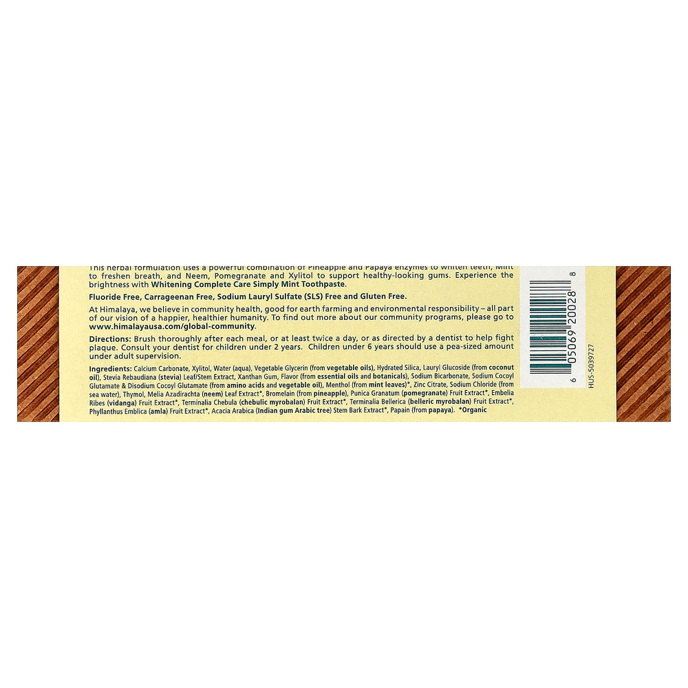 Himalaya, Botanique, отбеливающая зубная паста Simply Mint, 5,29 унций (150 г)