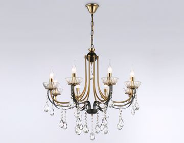 Подвесная люстра с хрусталем 8*Е14 TR4953/8 BK/GD/CL чёрный/золото/прозрачный Traditional Ambrella