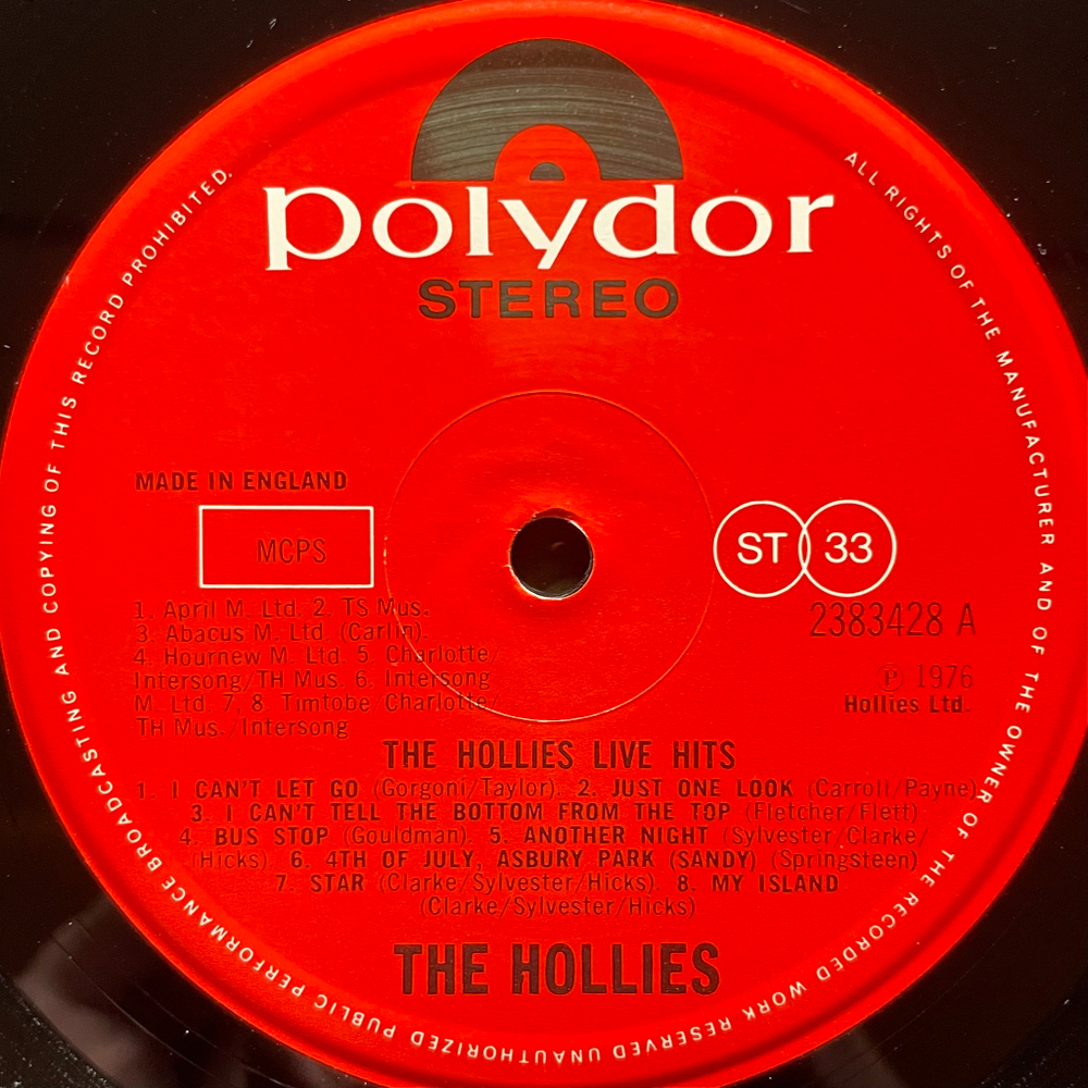 The Hollies- Hollies Live Hits (Англия 1976г.)