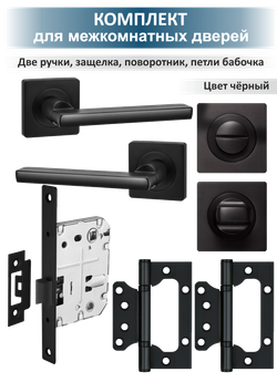 Ручка дверная с защелкой, поворотником и петлями POLO