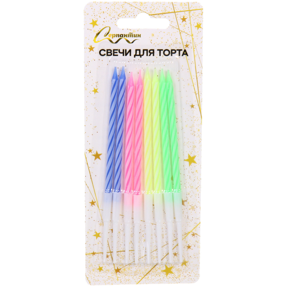 Свечи в торт «Happy» 8 шт. 12,5 См, микс