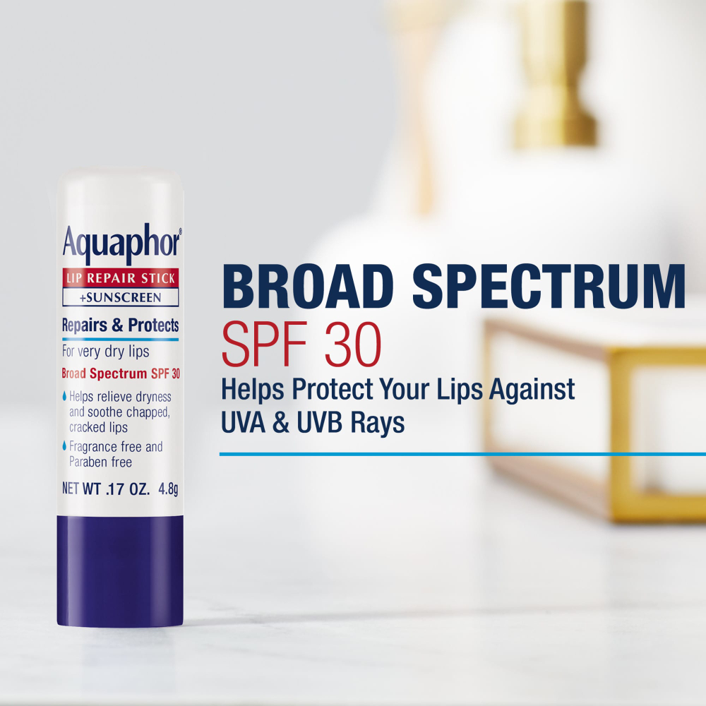 Aquaphor, Стик для восстановления губ + солнцезащитный крем, SPF 30, без отдушек, 4,8 г (0,17 унции)
