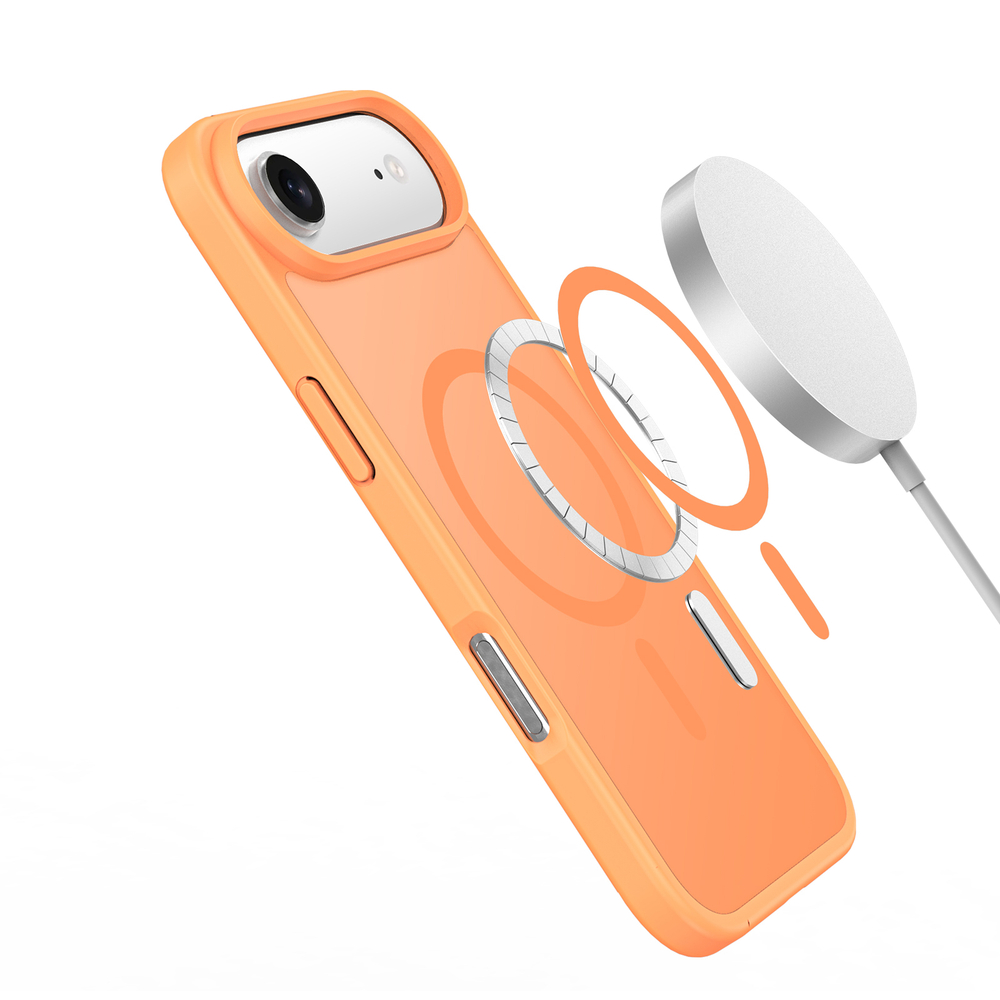 Матовый противоударный чехол оранжевого цвета с MagSafe для iPhone Air, серия Yind Series от Dux Ducis