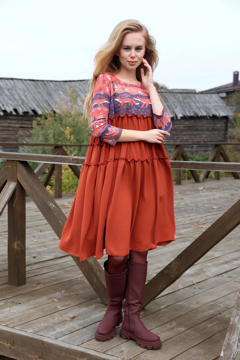 Платье "Ксения. Лисы в деревне (Д. Герасимова)"