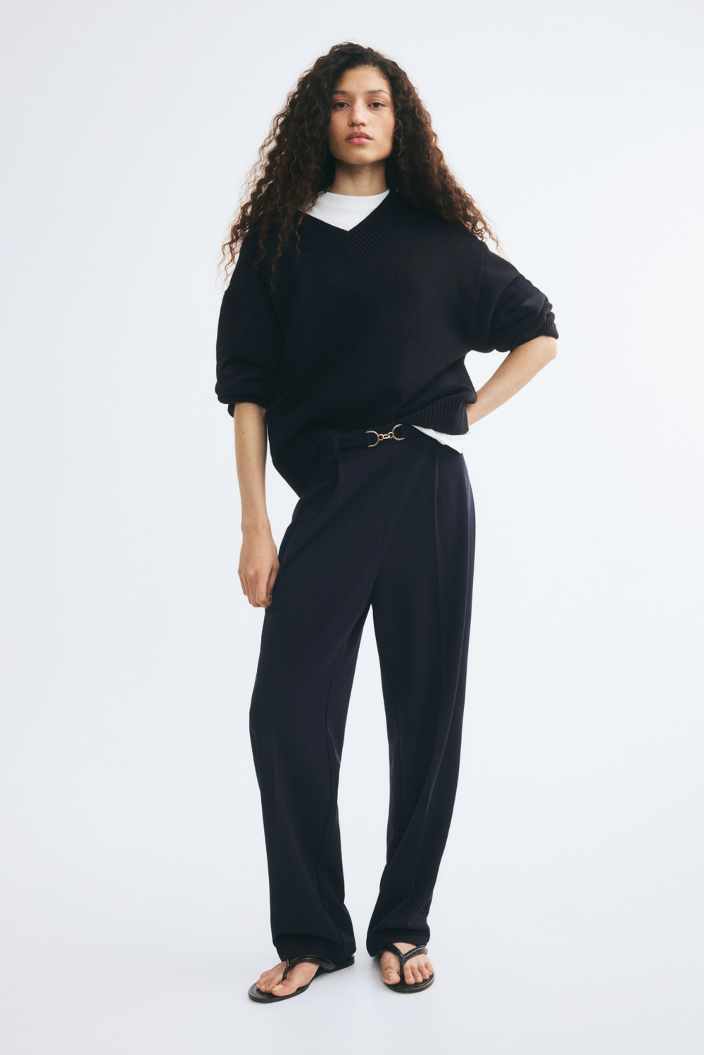 Брюки Ponte di Roma с декоративным ремнём - H&M