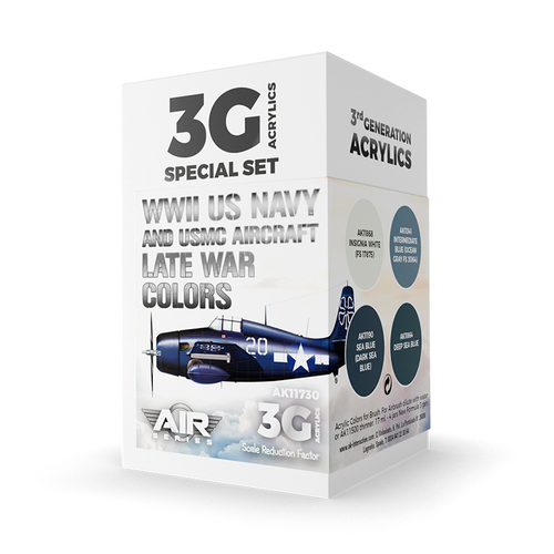 Набор красок AK interactive WWII US Navy & USMC Aircraft Late War Colors Set 3G, 4 краски