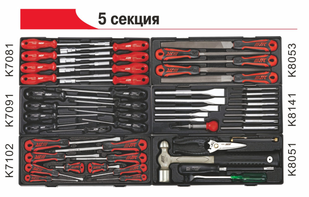 Тележка инструментальная 8 секций (JTC-5641) с набором инструментов 496 предметов JTC