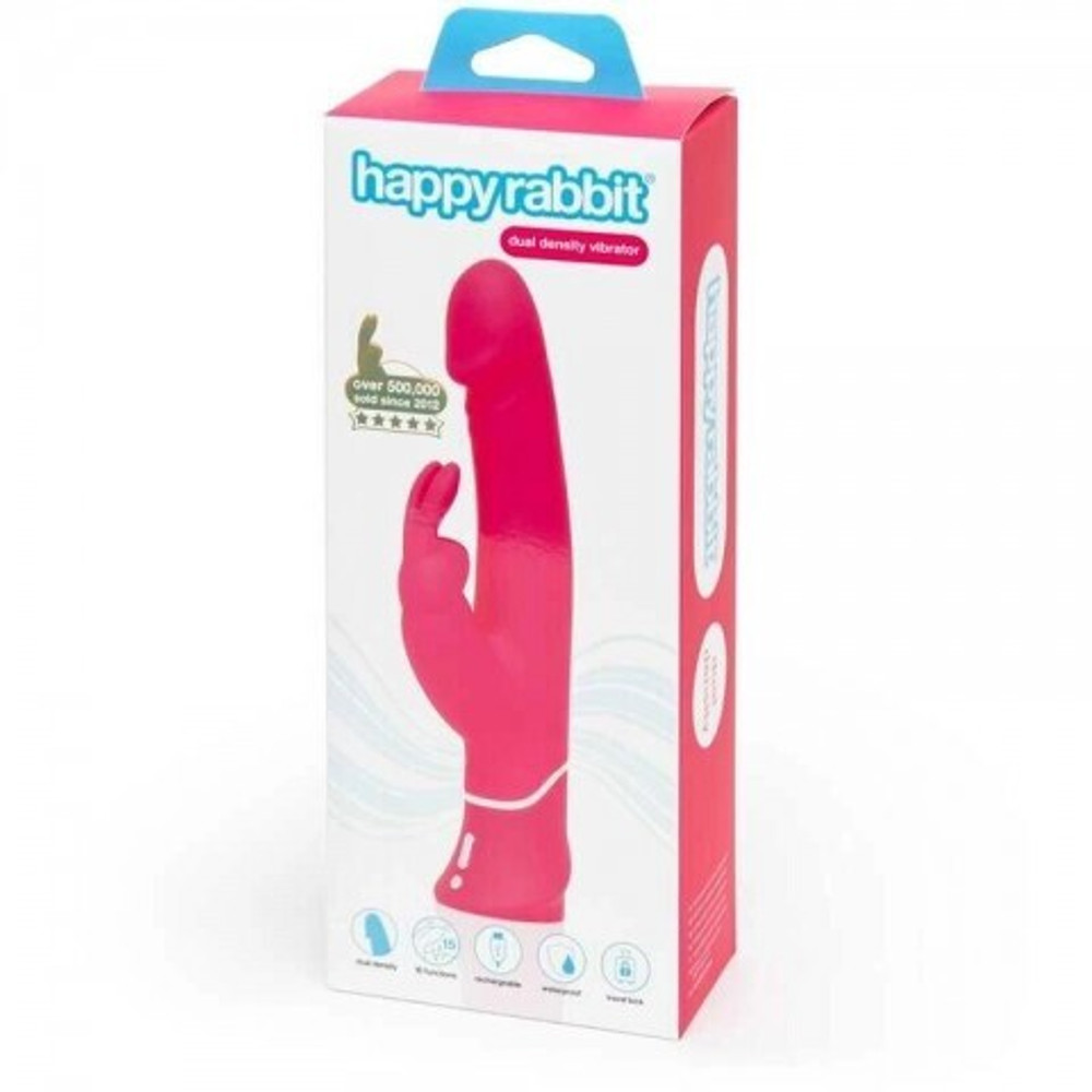 Вибратор Erowoman Happy Rabbit Realistic с клиторальным стимулятором, розовый