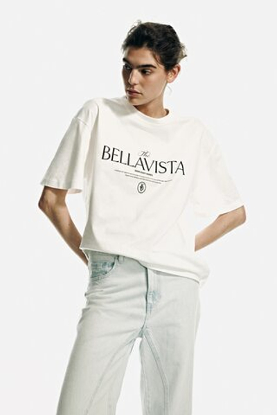 Футболка оверсайз — Белый/Bellavista - H&M