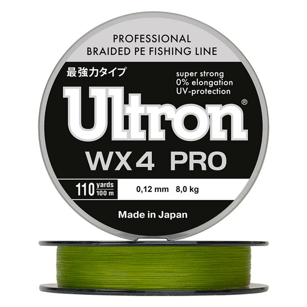 Шнур ULTRON WX 4 PRO 0,12 мм., 8,0 кг, 100 м, хаки
