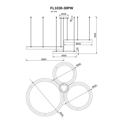 Подвесная люстра Modum FL1030-30PW, LED