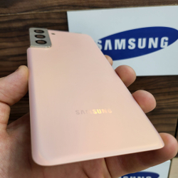 Крышка для Samsung S21 Plus - задняя стеклянная панель премиум качество (розового цвета)