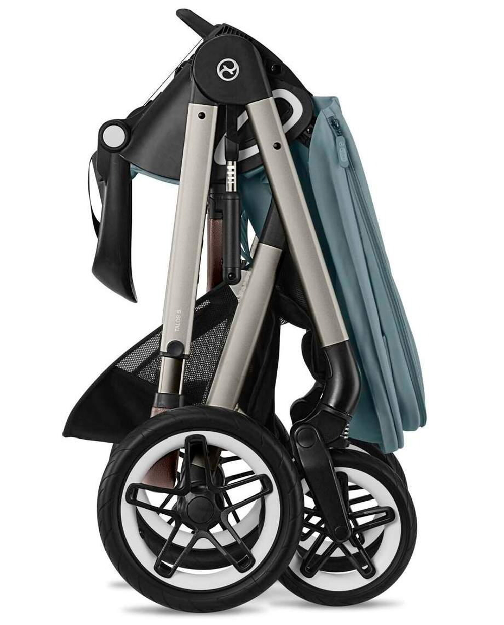 Коляска Cybex Talos S Lux TPE complete Aton S2 Moon Black Base One 4 в 1 Stormy Blue с дождевиками