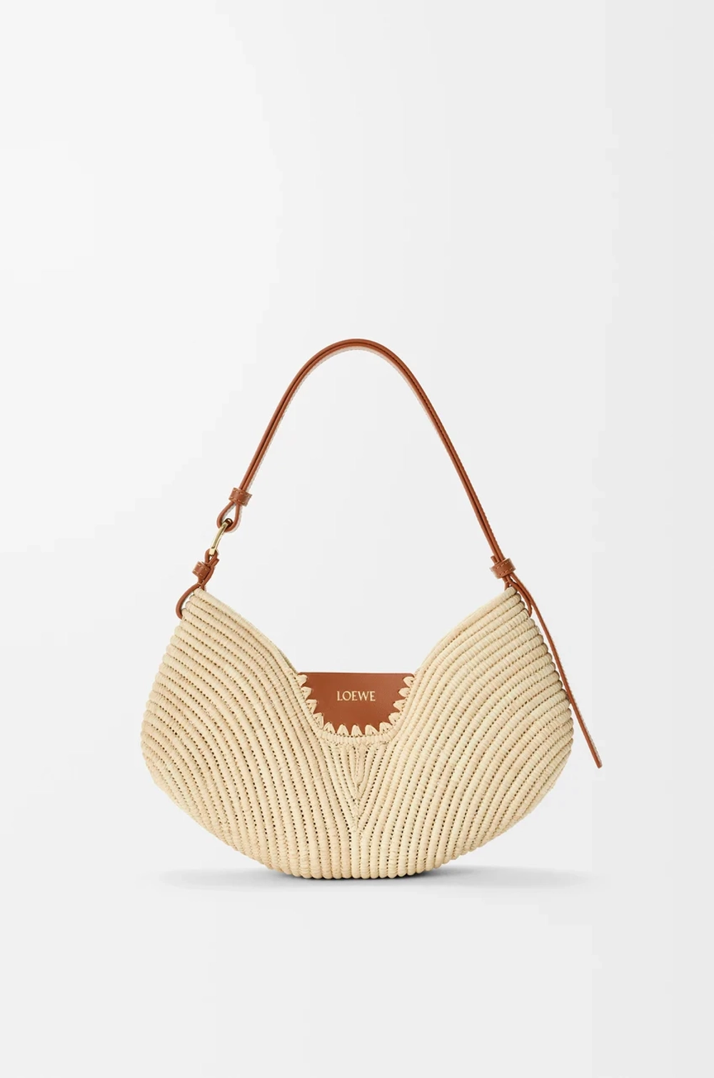 Loewe Сумка среднего размера Swing из рафии и телячьей кожи, натуральный/коричневый