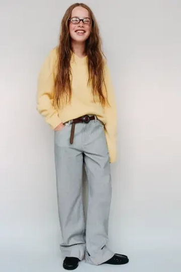 ZARA СВИТЕР ИЗ 100% КАШЕМИРА, СВЕТЛО-ЖЕЛТЫЙ