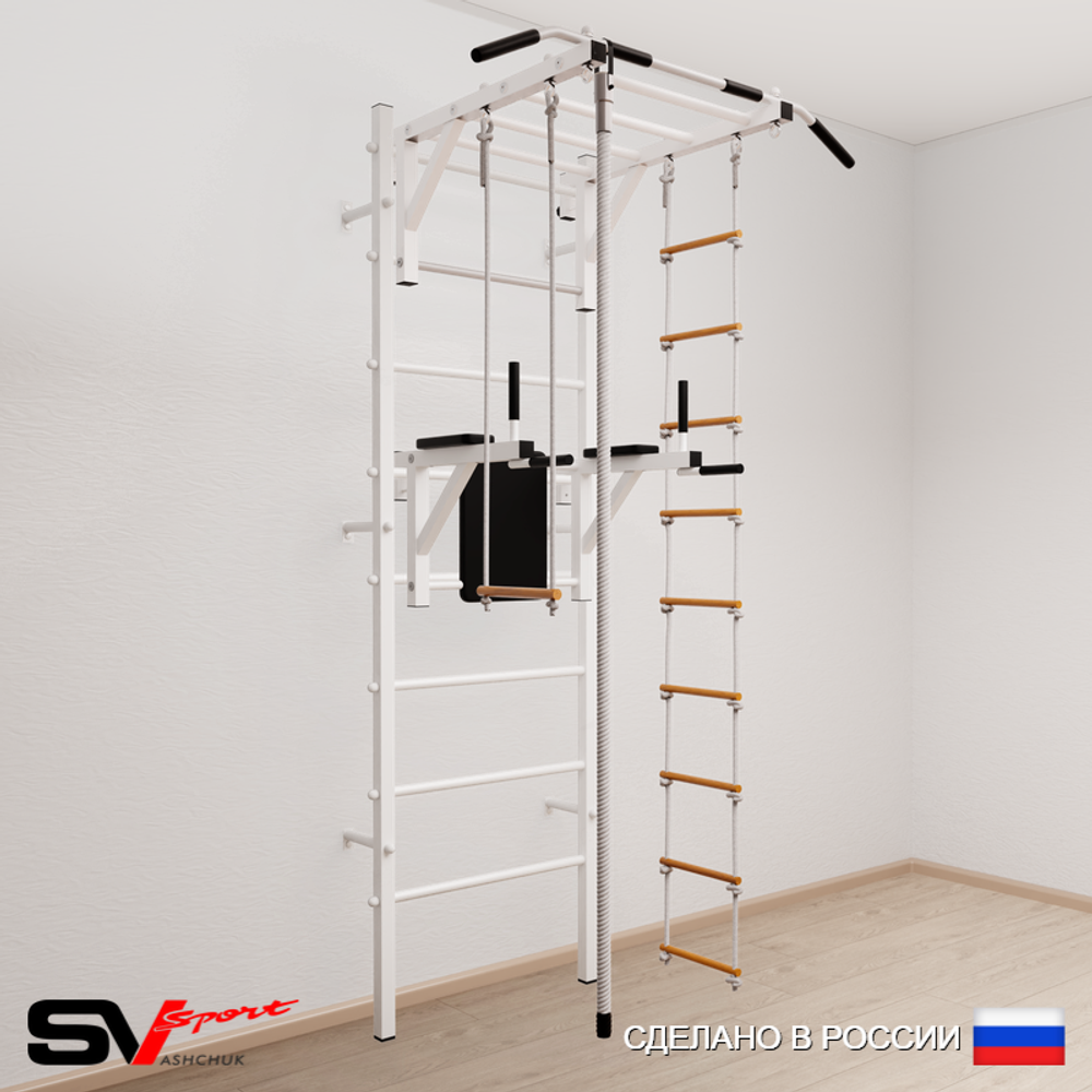 Шведская стенка Sv Sport усиленная 647 (Турник рукоход/Брусья/Канат/Лестница/Трапеция)