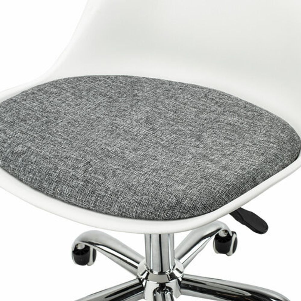 Кресло стул BRABIX "Eames MG-310 CH", хром, пластик белый, ткань серая, 532924