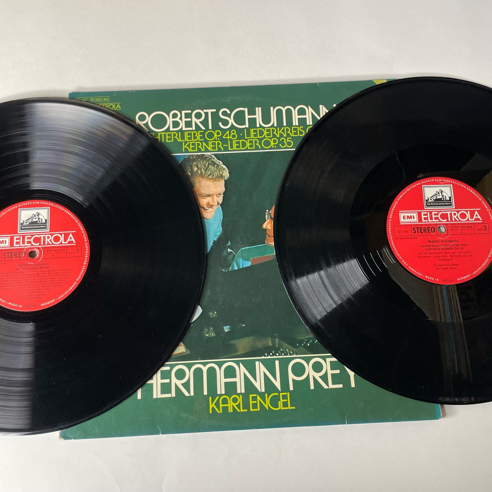 Винтажная виниловая пластинка LP Robert Schumann, Hermann Prey, Karl Engel, Dichterliebe Op.48, Liederkreis Op.39, Kerner Lieder Op. 35 (Германия 1975)