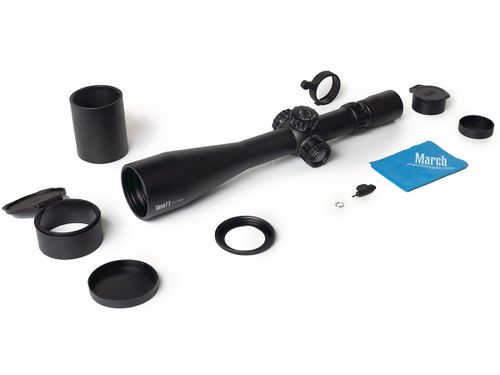 Оптический прицел March-FX 5-40x56, сетка FML-1, FFP, 34мм, подсветка красная, SF параллакс, поправки 0.1Mil, 865г