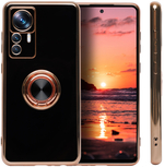 Стильный глянцевый чехол для XIAOMI 12T / 12T PRO с кольцом-подставкой и бархатной подкладкой
