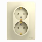 Schneider Electric Glossa Бежевый Розетка 2-местная с заземляющими контактами со шторками в сборе с рамкой IP20 скрытая установка GSL000226