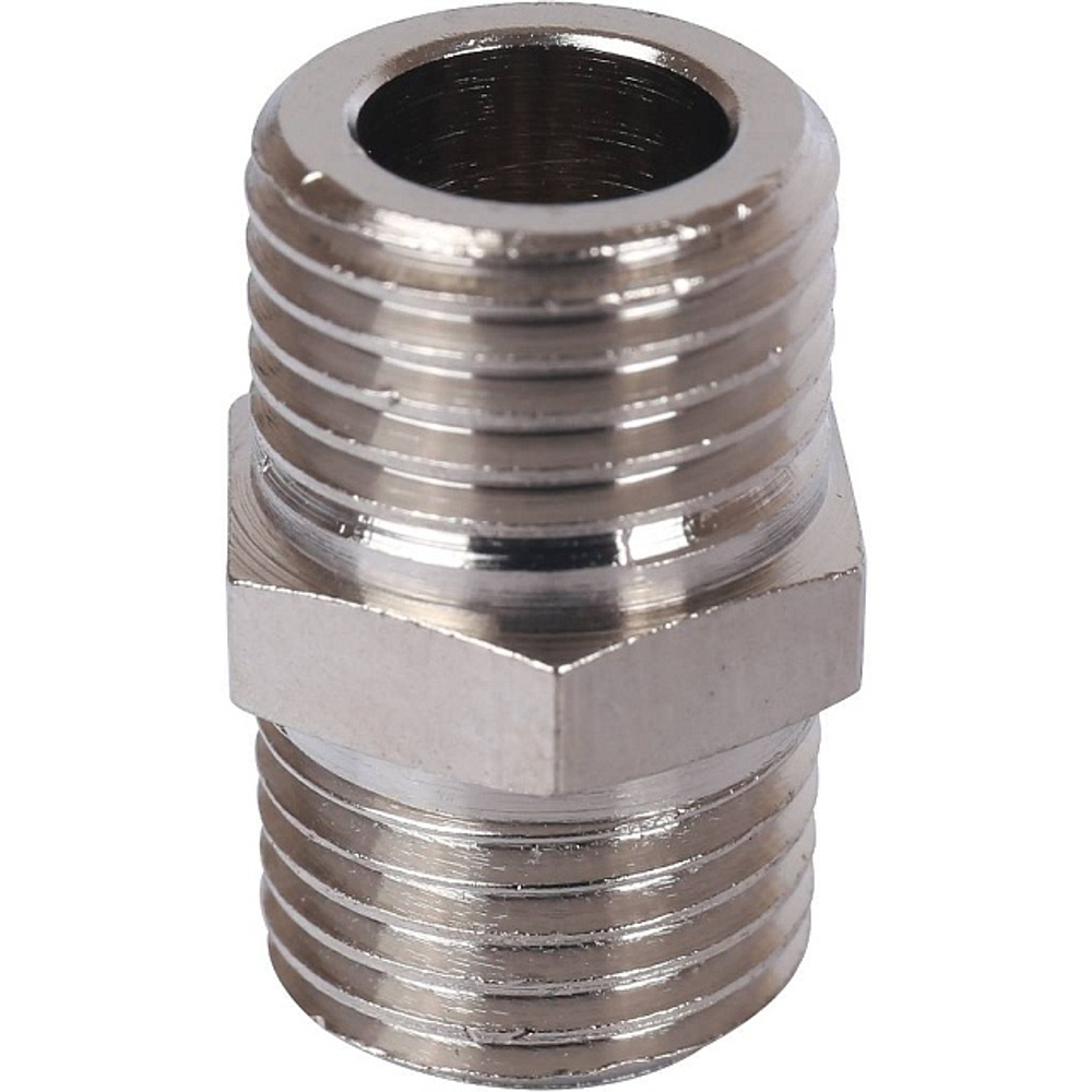 Ниппель STOUT SFT 0004 - 1/4" (для стальных труб, латунь никелированная)