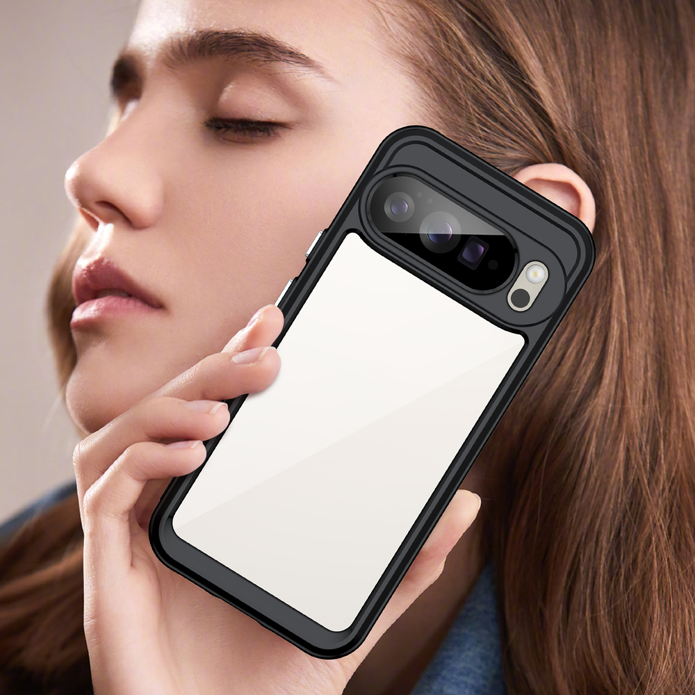 Прозрачный чехол для Google Pixel 10 Pro XL, мягкие усиленные рамки черного цвета