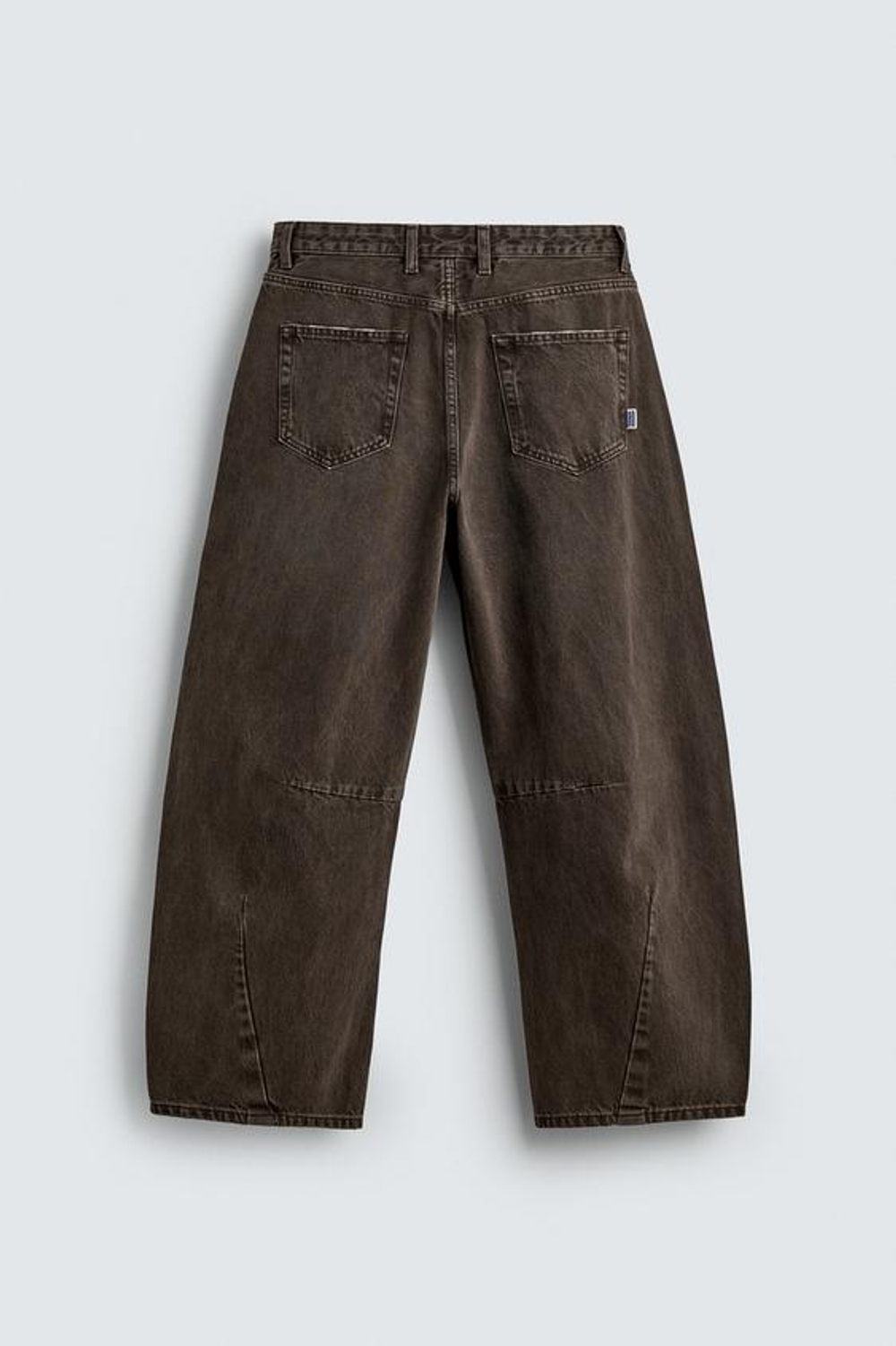ZARA БРЮКИ BARREL FIT С ЭФФЕКТОМ ПОТЕРТОСТИ, КОРИЧНЕВЫЙ